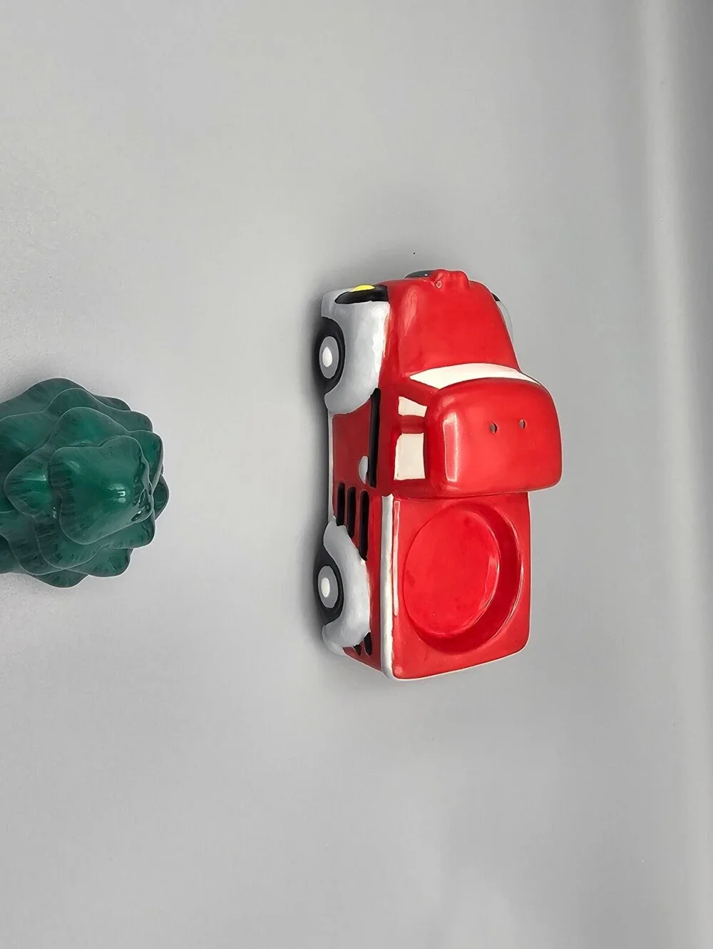 Ceramic Red Truck with Green Christmas Tree Salt and Pepper Shaker